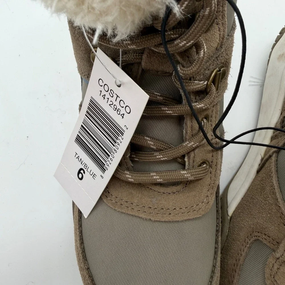 Vintage 1948 Tan Faux Fur Lined Winter Boots Side Zip 1412964 Size 6 NEW